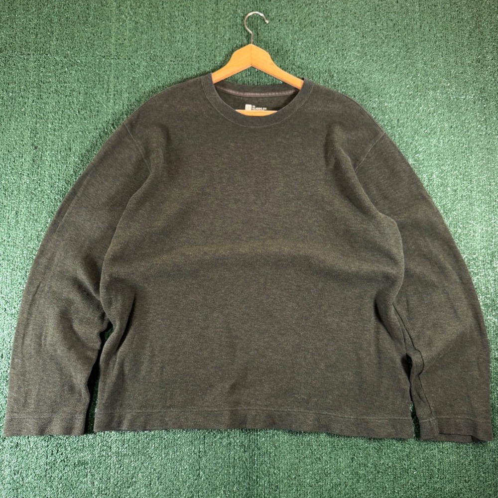 Gap Long Sleeve Shirt Mens XL Green Oversized Classic Fit Cotton Ribbed Crewneck